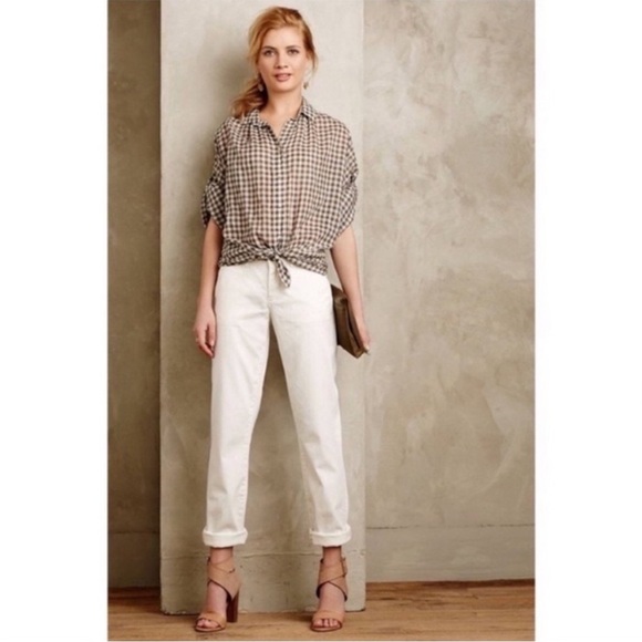Anthropologie Pants - Anthropologie • Relaxed Chino Classic White Mid Rise Womens Pant Size 28